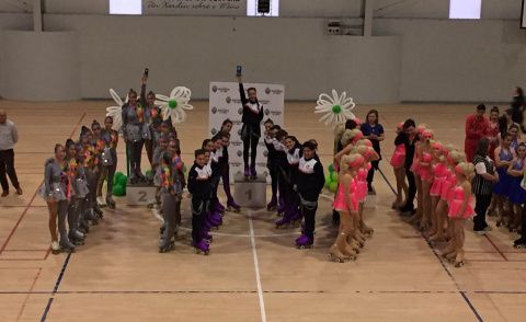 Podio Grupos Grandes. 1 Carpa Viqueira. 2 Patin O Porriño. 3 Soutomaior.