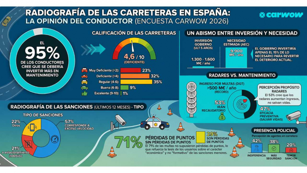 El 95% de los conductores exige más inversión en mantenimiento de carreteras