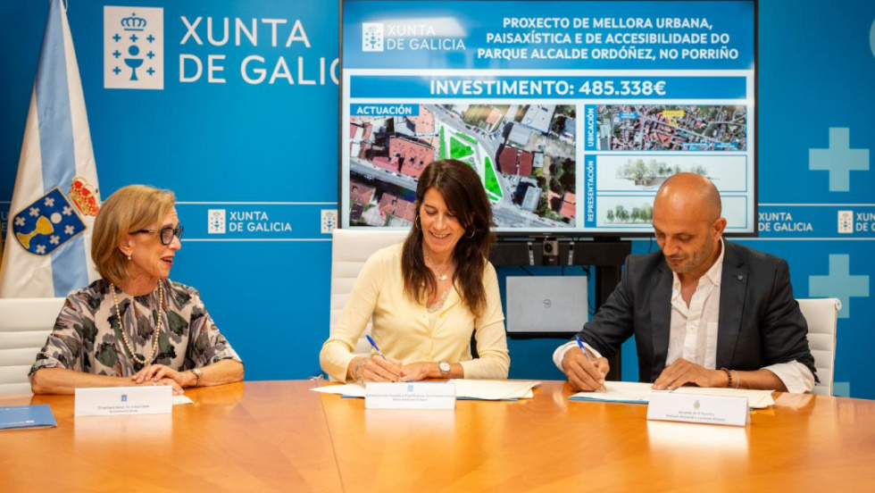 La Xunta y O Porriño firman un convenio de 485.000 € para reformar el parque Alcalde Ordóñez