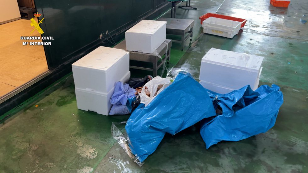Golpe al furtivismo en Bueu: decomisan 165 kilos de pescado y centolla en veda camino de Ons y un restaurante