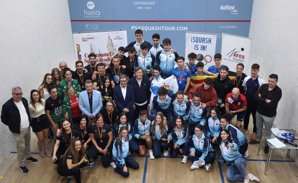 La selección gallega de squash conquista oro y bronce en el Campeonato de España