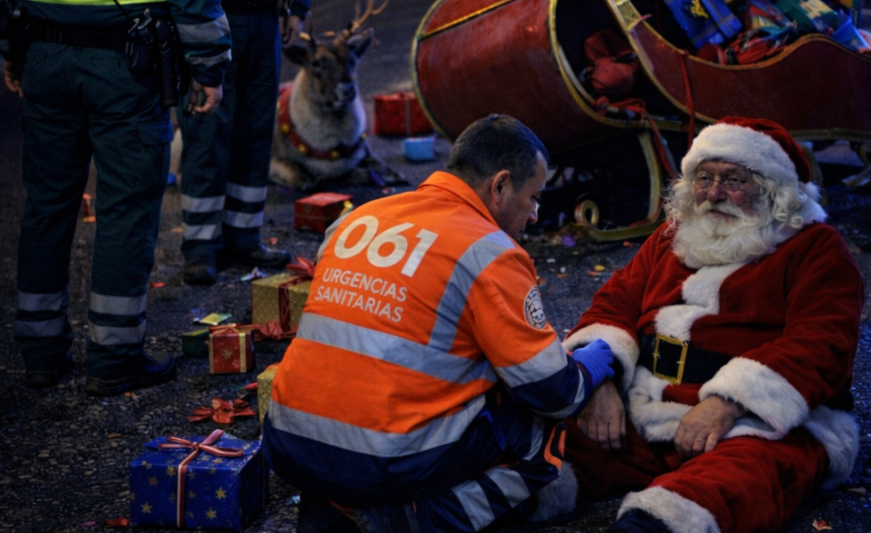 El trineo de Papa Noel sufre un aterrizaje forzoso a la entrada de la autovía a Vigo